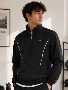 Vintage Nike Black Zip-Up Athletic Jacket